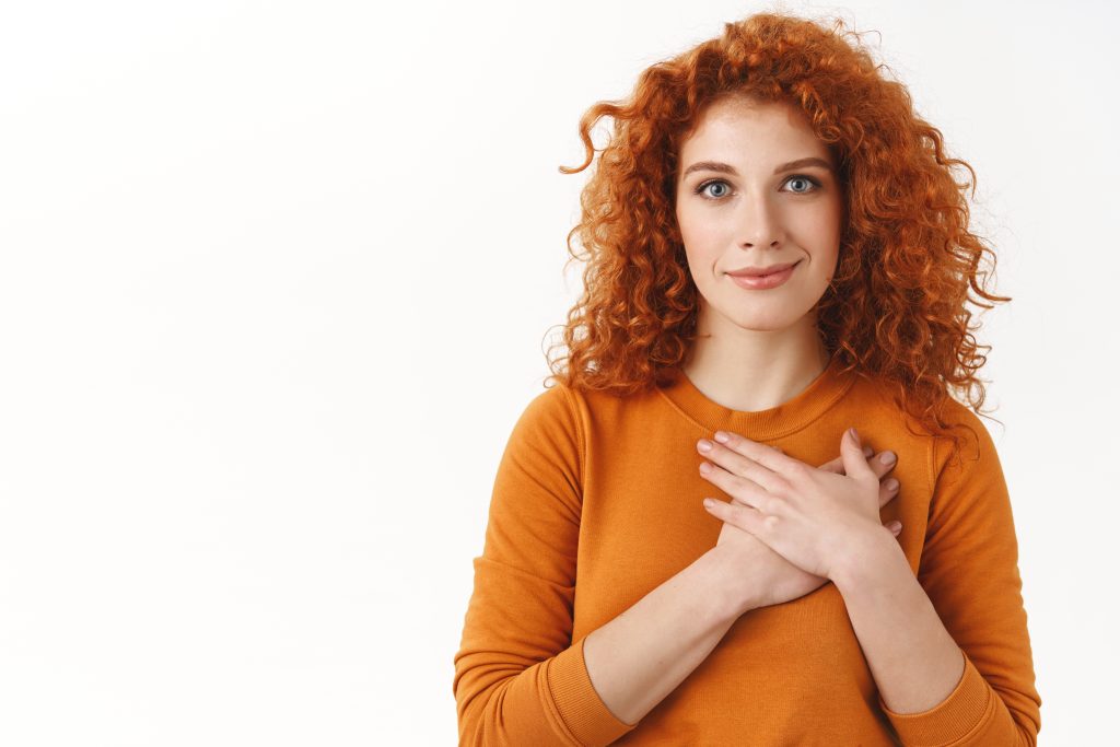 Touched tender gorgeous redhead woman